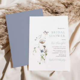 Invitación Dainty Wildflower Dusty Blue Bridal Shower