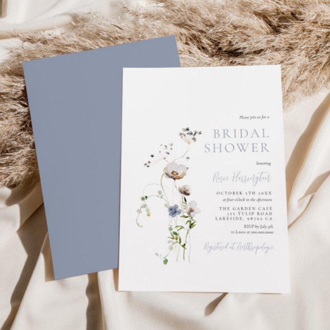 Invitación Dainty Wildflower Dusty Blue Bridal Shower (Subido por el creador)