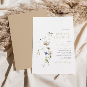 Invitación Dainty Wildflower Soft Tan Bridal Shower