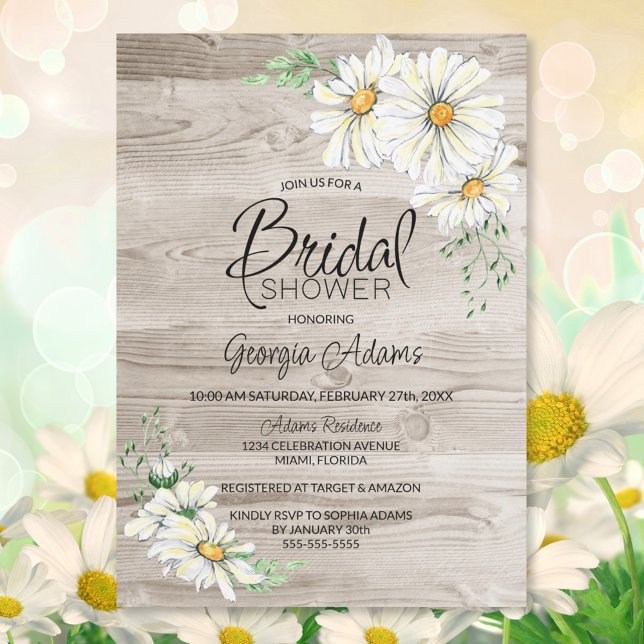 Invitación Daisida blanca de madera de grano rústico ducha de (Subido por el creador)