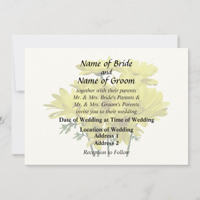 Invitación Daisies amarillos (Anverso)