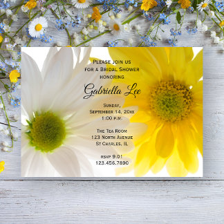 Invitación Daisies amarillos y blancos duchas de novias