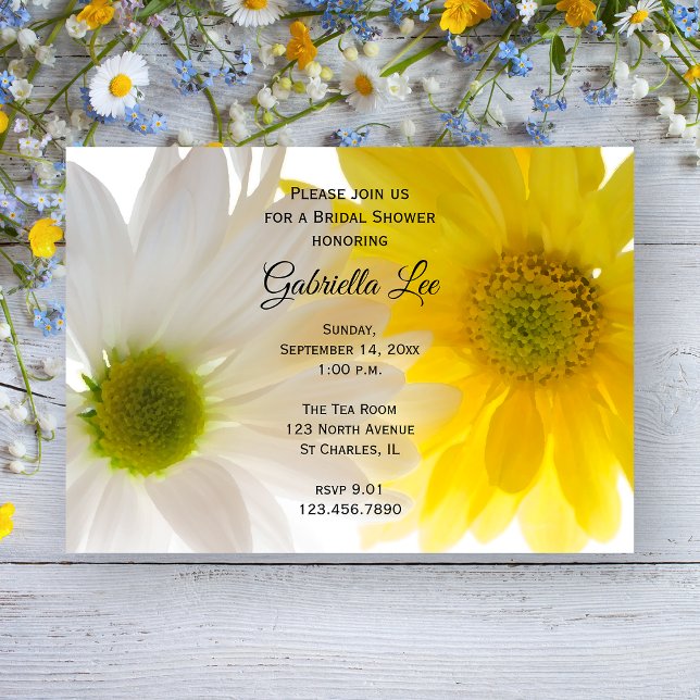 Invitación Daisies amarillos y blancos duchas de novias (Subido por el creador)