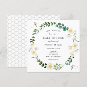 Invitación Daisies and Bees Baby Shower