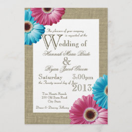 Invitación Daisies azules y rosas