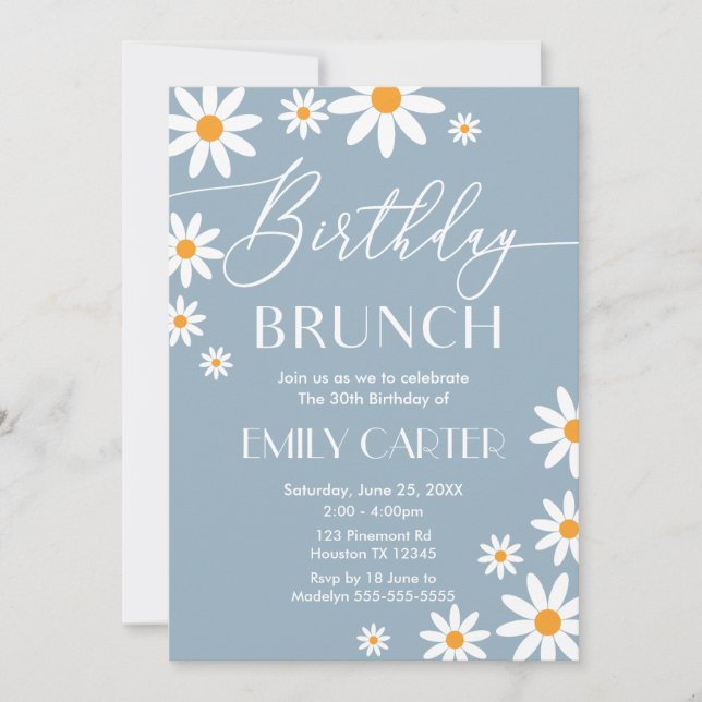 Invitación Daisies Birthday Brunch Party Invitatio (Anverso)