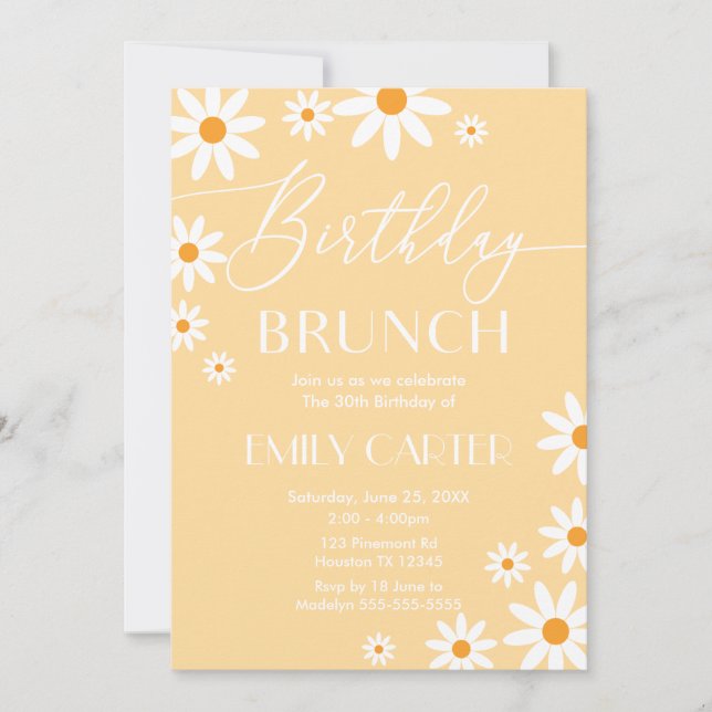 Invitación Daisies Birthday Brunch Party Invitatio (Anverso)