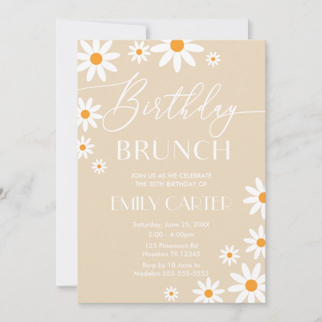 Invitación Daisies Birthday Brunch Party Invitatio (Anverso)