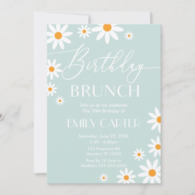 Invitación Daisies Birthday Brunch Party Invitation (Anverso)