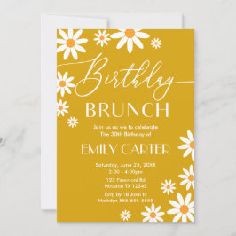 Invitación Daisies Birthday Brunch Party mustard Invitation