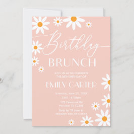 Invitación Daisies Birthday Brunch Party Pink Invi