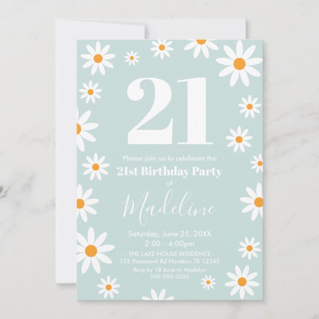 Invitación Daisies Birthday Party Invitation (Anverso)