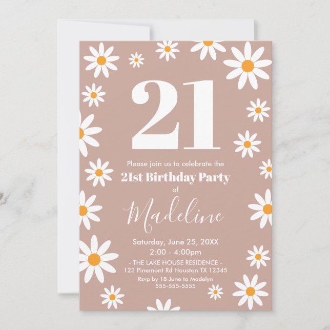 Invitación Daisies Birthday Party Invitation (Anverso)