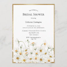 Daisies blancos acuarela floral dorada ducha de no