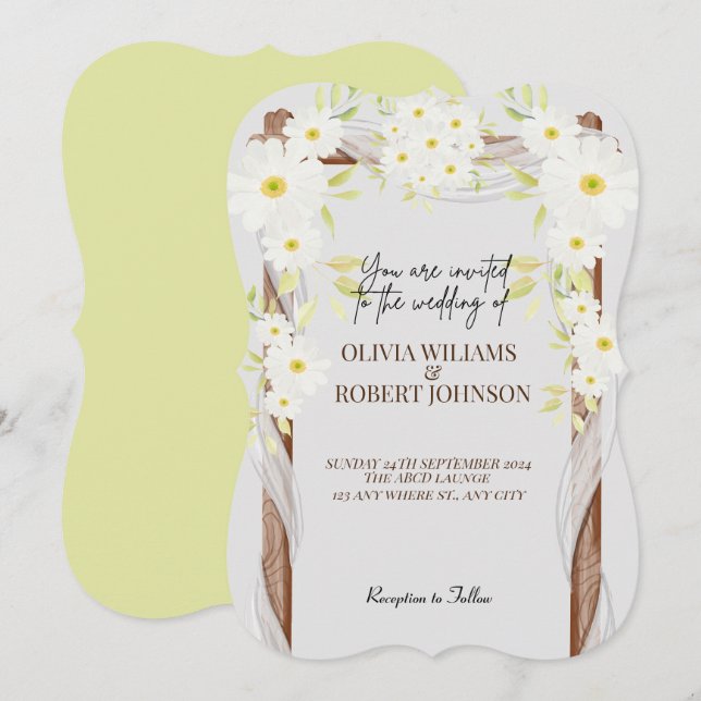 Invitación Daisies blancos alegre Floral simple acuarela (Anverso / Reverso)