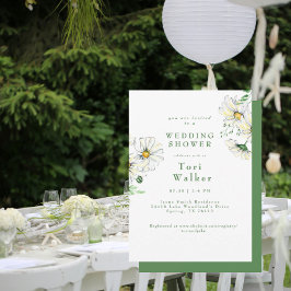 Invitación Daisies blancos Ducha de Boda Verde y Blanca