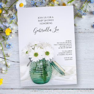 Invitación Daisies blancos en Baby Shower de la vesícula de J