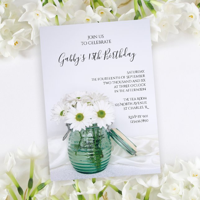 Invitación Daisies blancos en la fiesta de cumpleaños de la p (Subido por el creador)