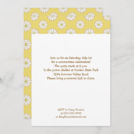 Invitación Daisies blancos en picnic de verano amarillo dorad