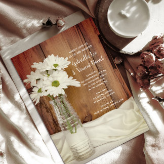 Invitación Daisies blancos en una boda campestre con botellas