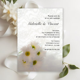 Invitación Daisies blancos y Boda de encaje