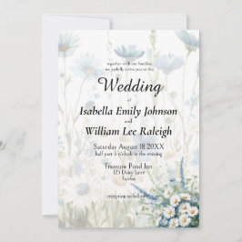 Invitación Daisies de moda y desvanecida boda campestre Denim