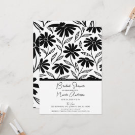 Invitación Daisies de Tinta Negra Ducha de Novia Boho