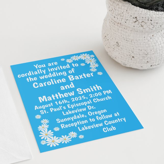 Invitación Daisies del cielo azul de los años 1960 (Subido por el creador)