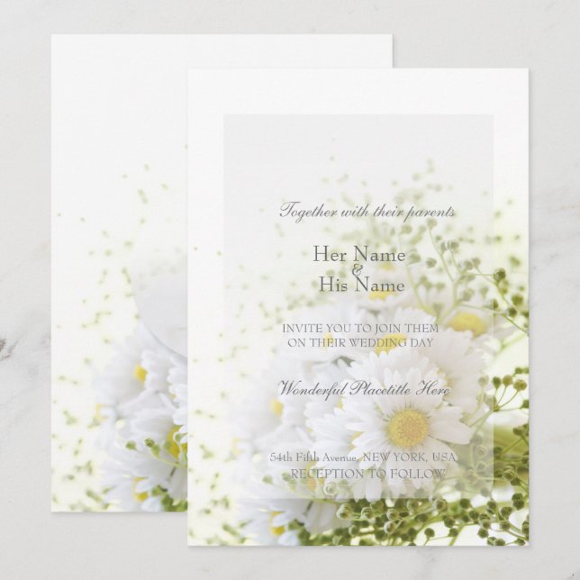Invitación Daisies en amor - Editable Boda Bouquet (Anverso / Reverso)