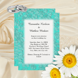 Invitación Daisies en Boda turquesa y blanco