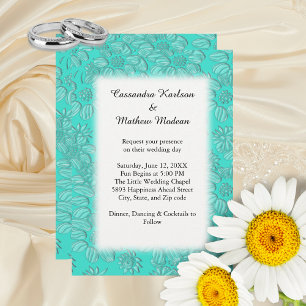 Invitación Daisies en Boda turquesa y blanco