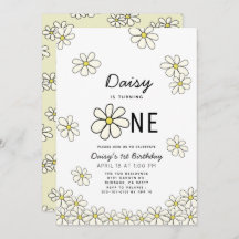 Daisies en caída Floral Blanca Primer cumpleaños