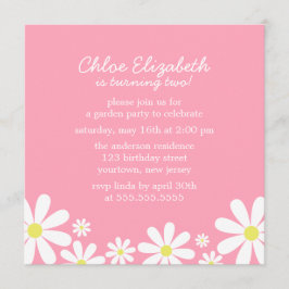 Invitación Daisies en la fiesta de cumpleaños del Chica Rosad