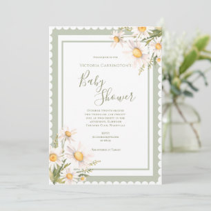 Invitación Daisies Floral Elegante Baby Shower