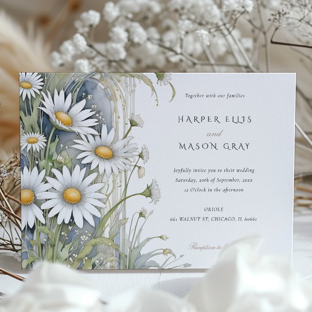 Invitación Daisies Garden Elegant Nouveau Wedding Invite (Subido por el creador)