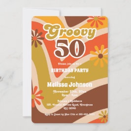Invitación Daisies Groovy 50º cumpleaños