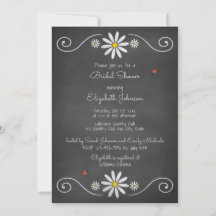 Daisies Ladybugs Rústica Chalkboard Bridal Shower