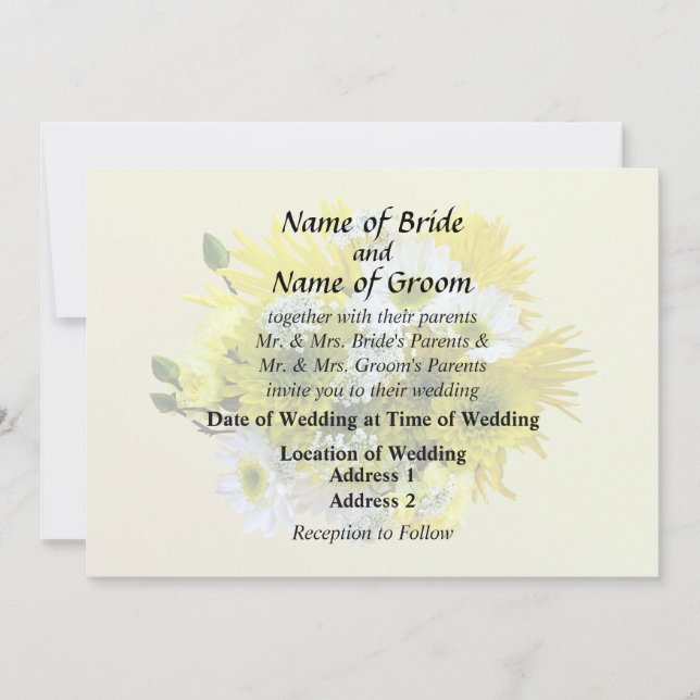 Invitación Daisies, Mamáes y el Bouquet de encaje de la Reina (Anverso)