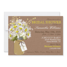 Daisies Mason Jar Burlap Rústico Ducha nupcial