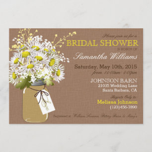 Invitación Daisies Mason Jar Burlap Rústico Ducha nupcial