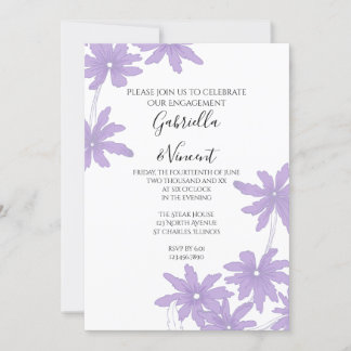 Invitación Daisies morados sobre el Partido del Compromiso Bl