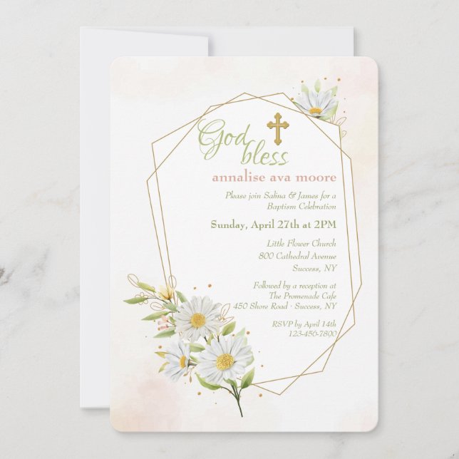 Invitación Daisies Religious (Anverso)