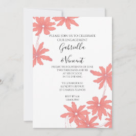 Invitación Daisies rojos sobre el Partido del Compromiso Blan