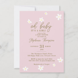 Invitación Daisies Rubor Pink Oh Baby Girl Shower