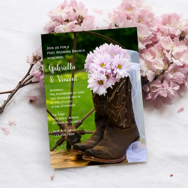 Invitación Daisies Rústicos Rosados Boda Brunch (Subido por el creador)