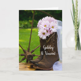 Invitación Daisies Rústicos Rosados Cowboy Boots Boda de gran
