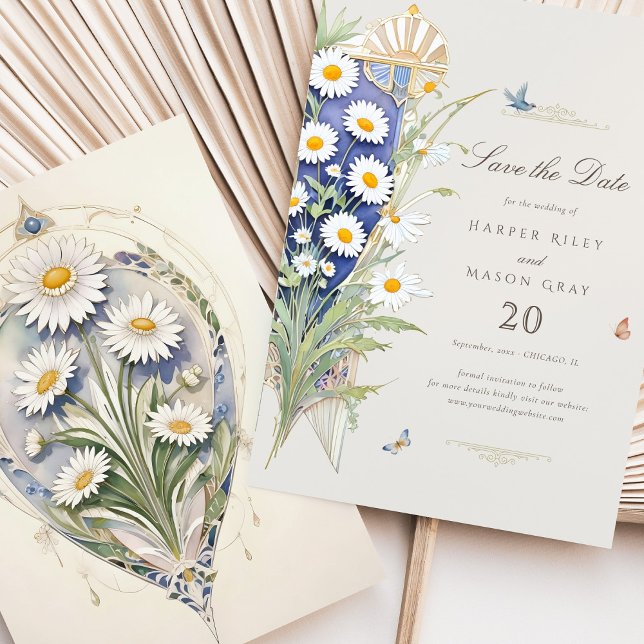 Invitación Daisies Save the Date Golden Elegance (Subido por el creador)