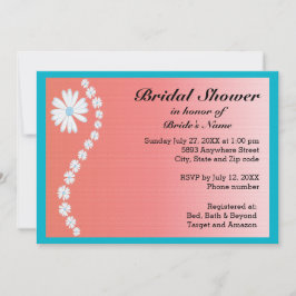 Invitación Daisies sobre fondo rosado invitan a ducha de novi