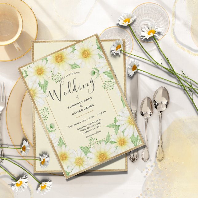 Invitación Daisies Watercolor Floral Moderno Boda Invitati (Subido por el creador)