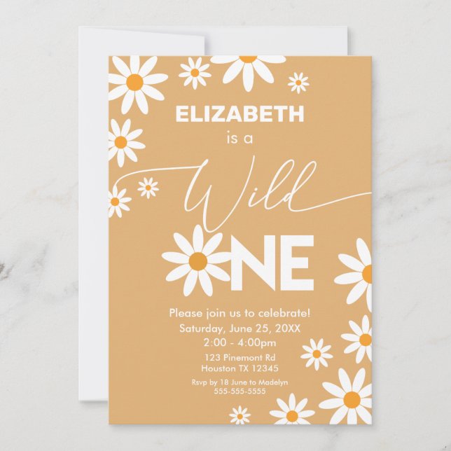 Invitación Daisies Wild One Birthday Party invitat (Anverso)